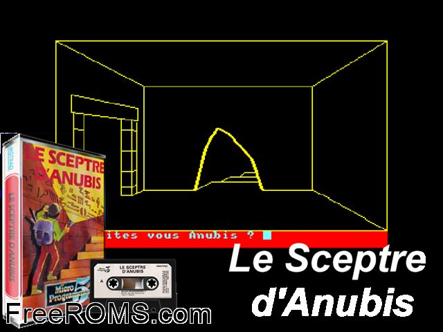Sceptre D' Anubis, Le (F) (1985) [a1] Amstrad CPC game showing 3D box cover and gameplay screenshot